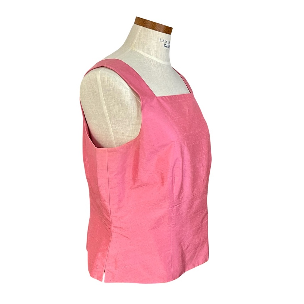 90’s Carlisle Pink Slub Sleeveless Pullover Side Zip Cropped Tank Top Sz14 - Picture 2 of 8